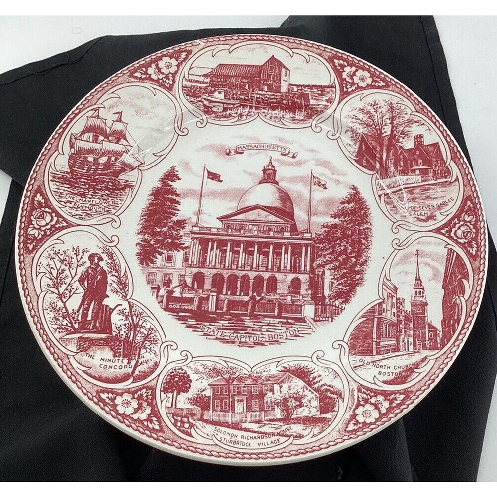 Vintage Massachusetts English Staffordshire Ware Plate "71 9 7/8in